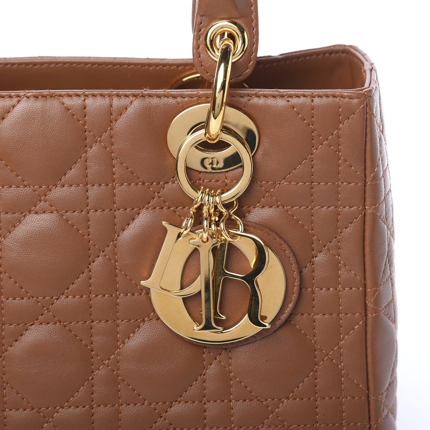 Lambskin Cannage Medium Lady Dior Tan