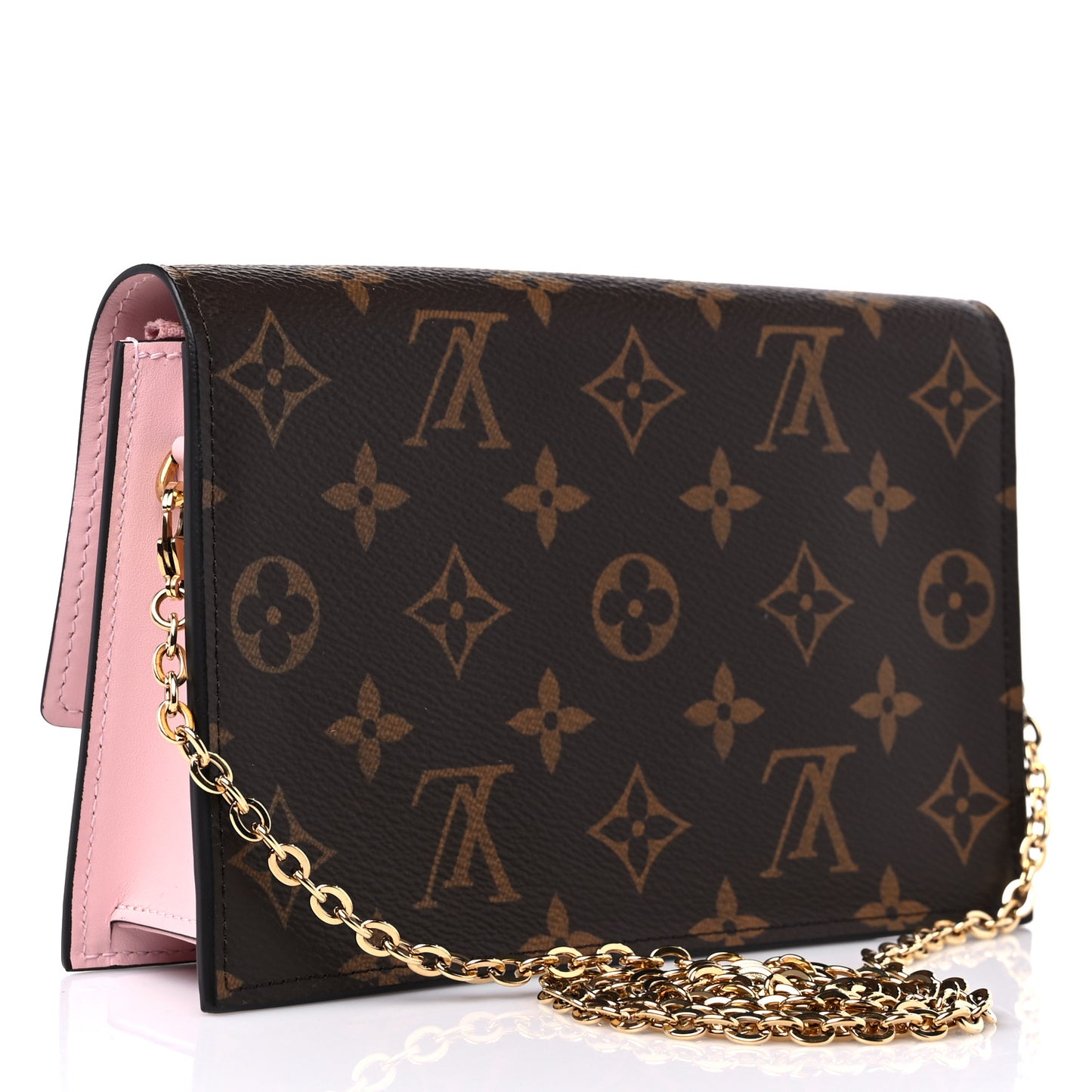 Monogram Flore Chain Wallet Rose Ballerine