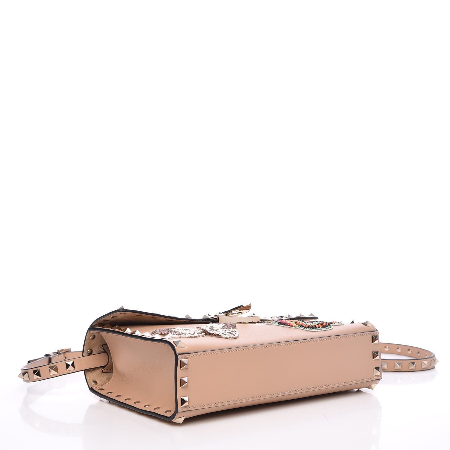 Valentino Garavani Calfskin Butterfly Embroidered Medium Rockstud Flip Lock Crossbody Bag Skin Sorbet 4 of 7