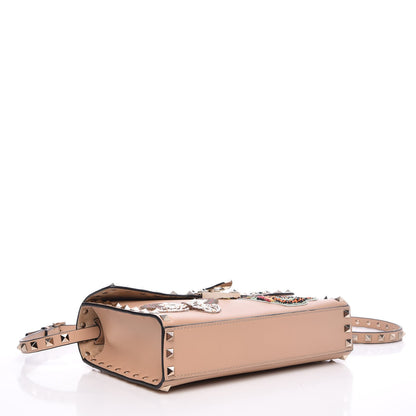 Valentino Garavani Calfskin Butterfly Embroidered Medium Rockstud Flip Lock Crossbody Bag Skin Sorbet 4 of 7