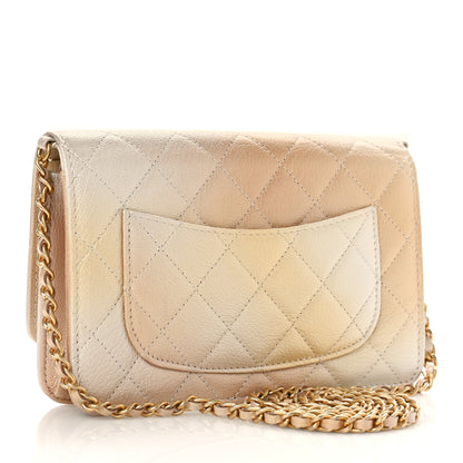 Chanel Metallic Goatskin Quilted Ombre Wallet On Chain WOC Gold 3 of 9