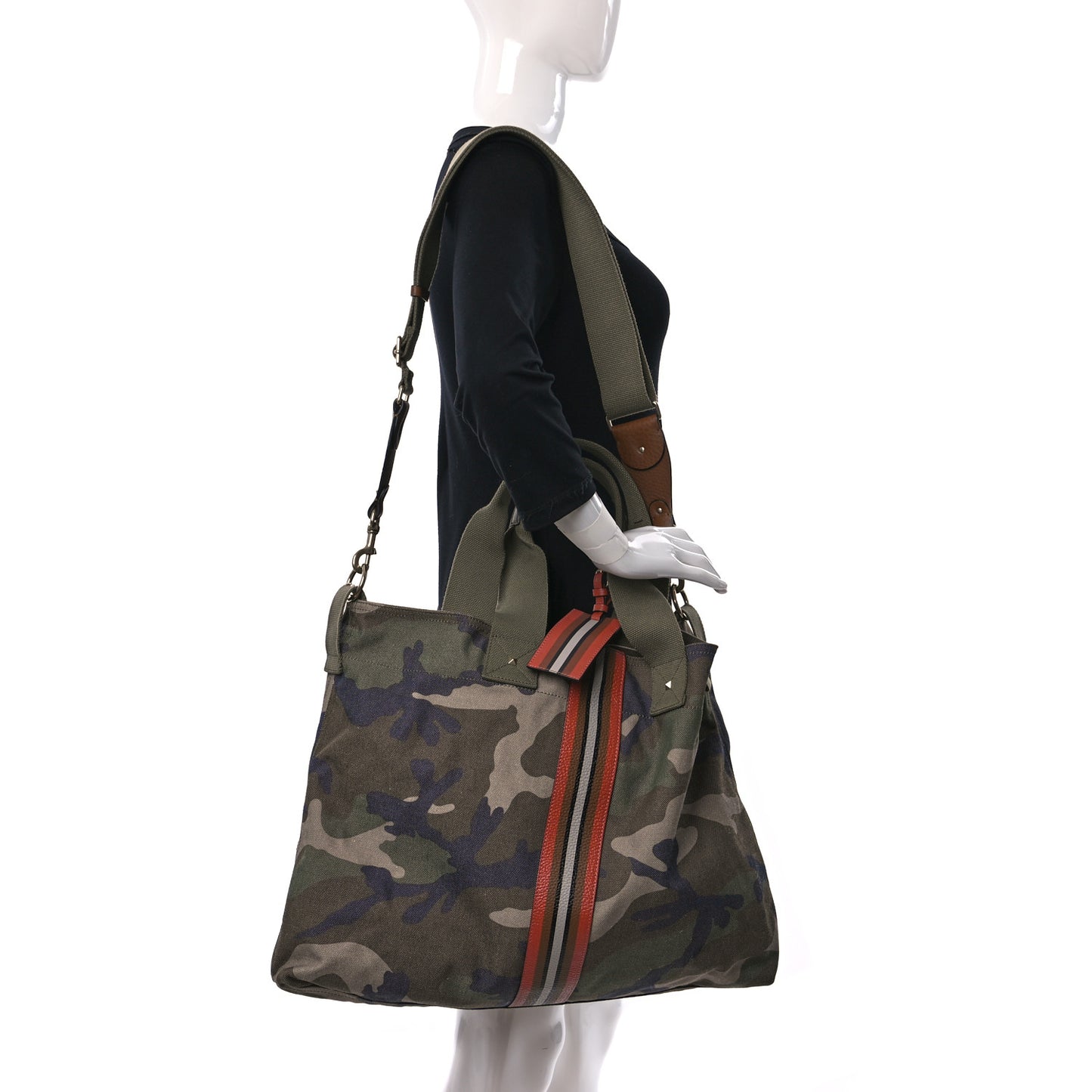 Canvas Calfskin Camouflage Tote Multicolor