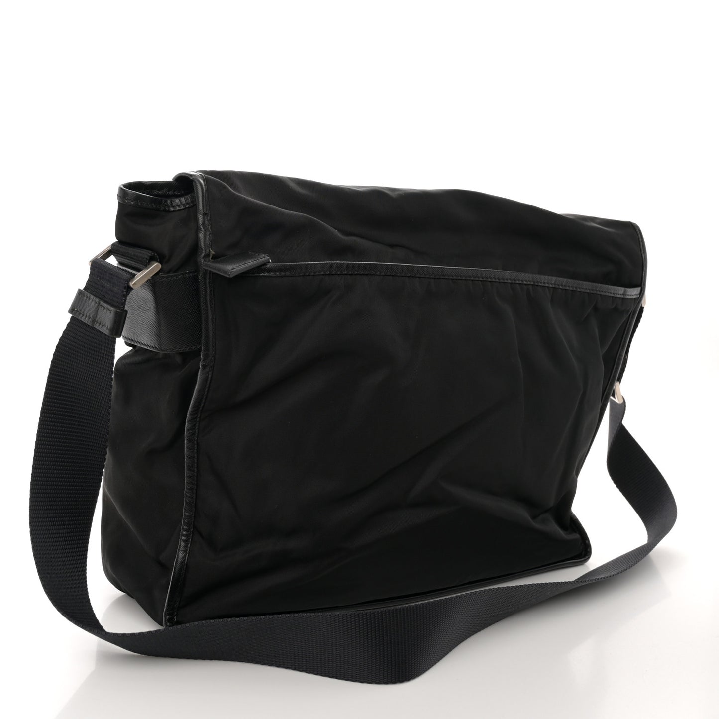 Tessuto Nylon Saffiano Logo Messenger Bag Black