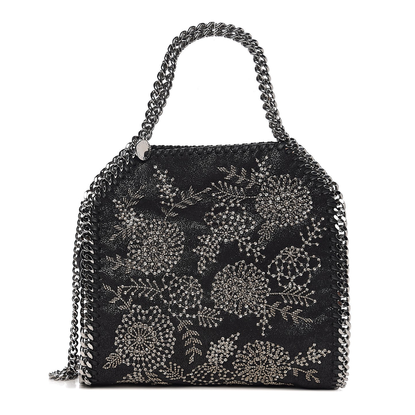 Bead Embellished Shaggy Deer Mini Falabella Tote Black