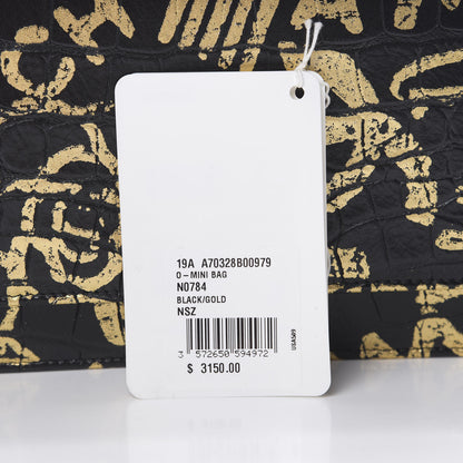 Chanel Calfskin Crocodile Embossed Graffiti 2.55 Cocodile Reissue Wallet On Chain WOC Black Gold 13 of 14
