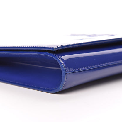 Saint Laurent Patent Calfskin Monogram Large Belle De Jour Clutch Royal Blue 10 of 11