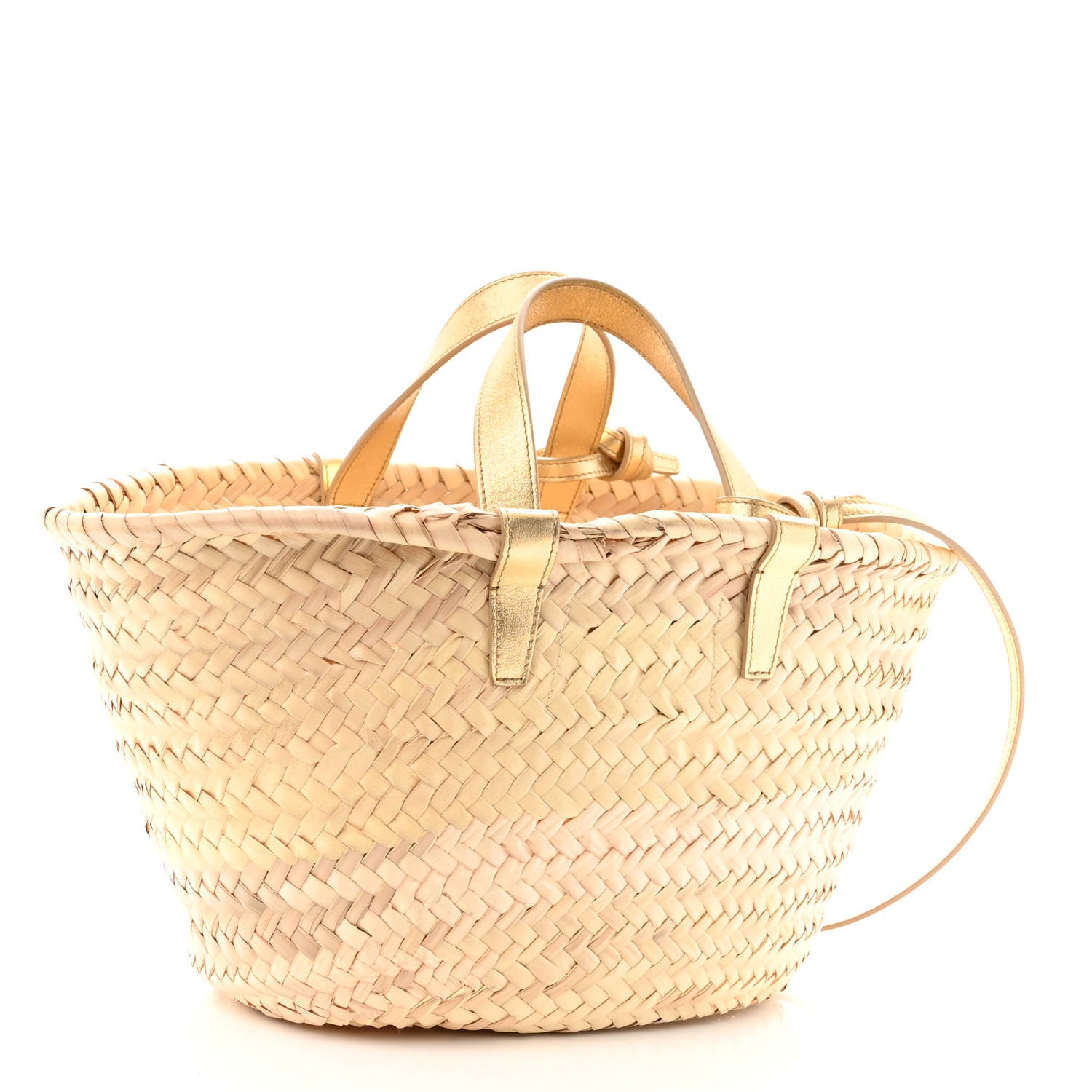 Celine Raffia Calfskin Triomphe Teen Panier Gold 3 of 9