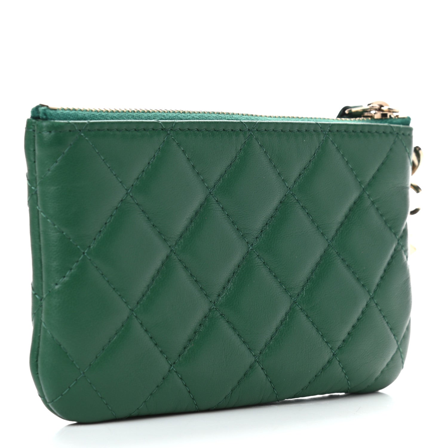 Chanel Lambskin Quilted Small Casino Cosmetic Case Green 3 of 7