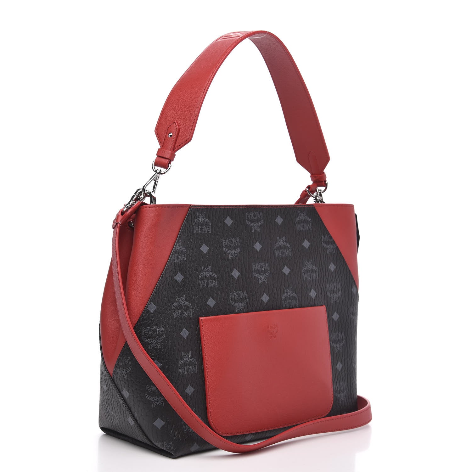 MCM Visetos Medium Klara Hobo Red Black 4 of 12
