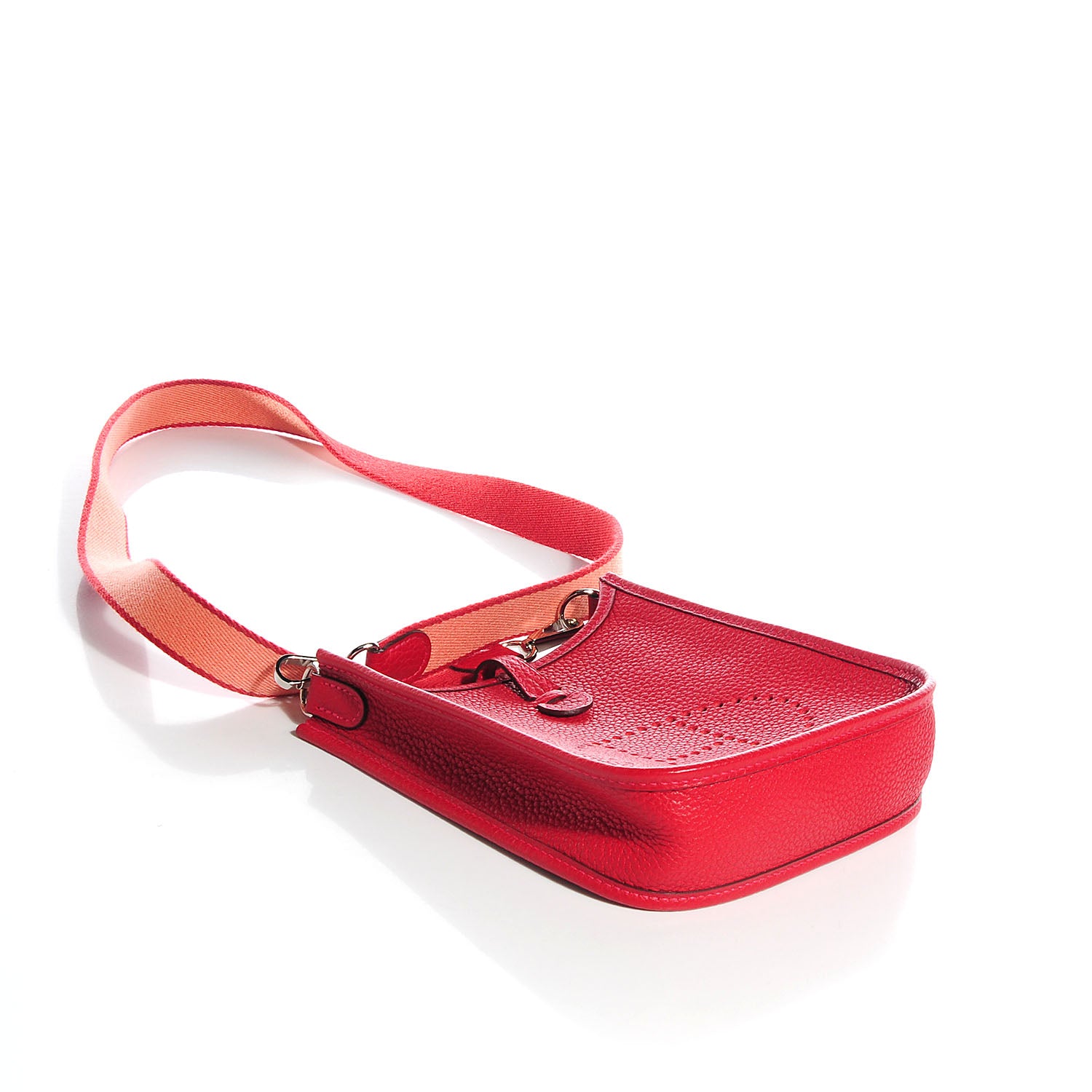 Hermes Taurillon Clemence Amazone Evelyne TPM Rouge Casaque Crevette 4 of 15