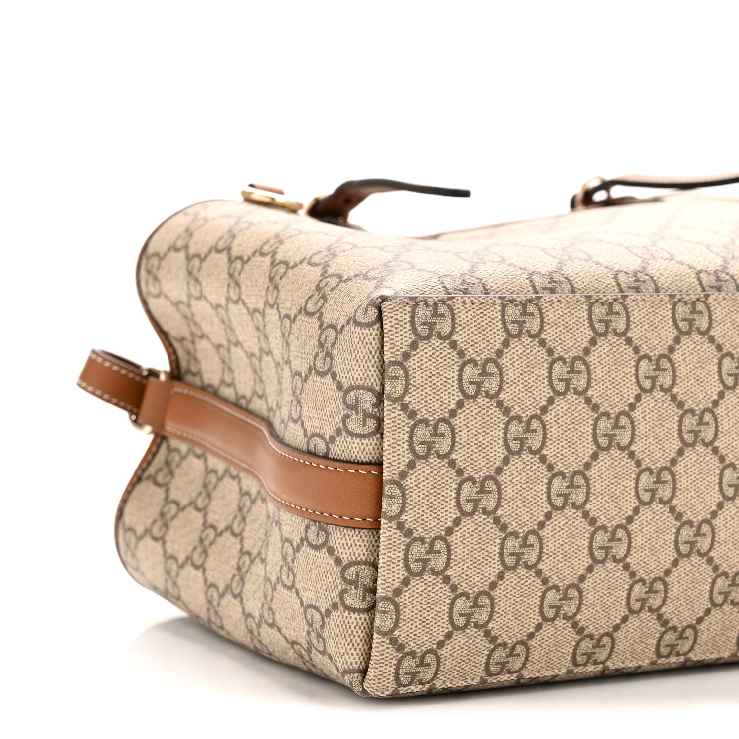 Gucci GG Supreme Monogram Emblem Medium Tote Bag Beige Dark Brown 9 of 13