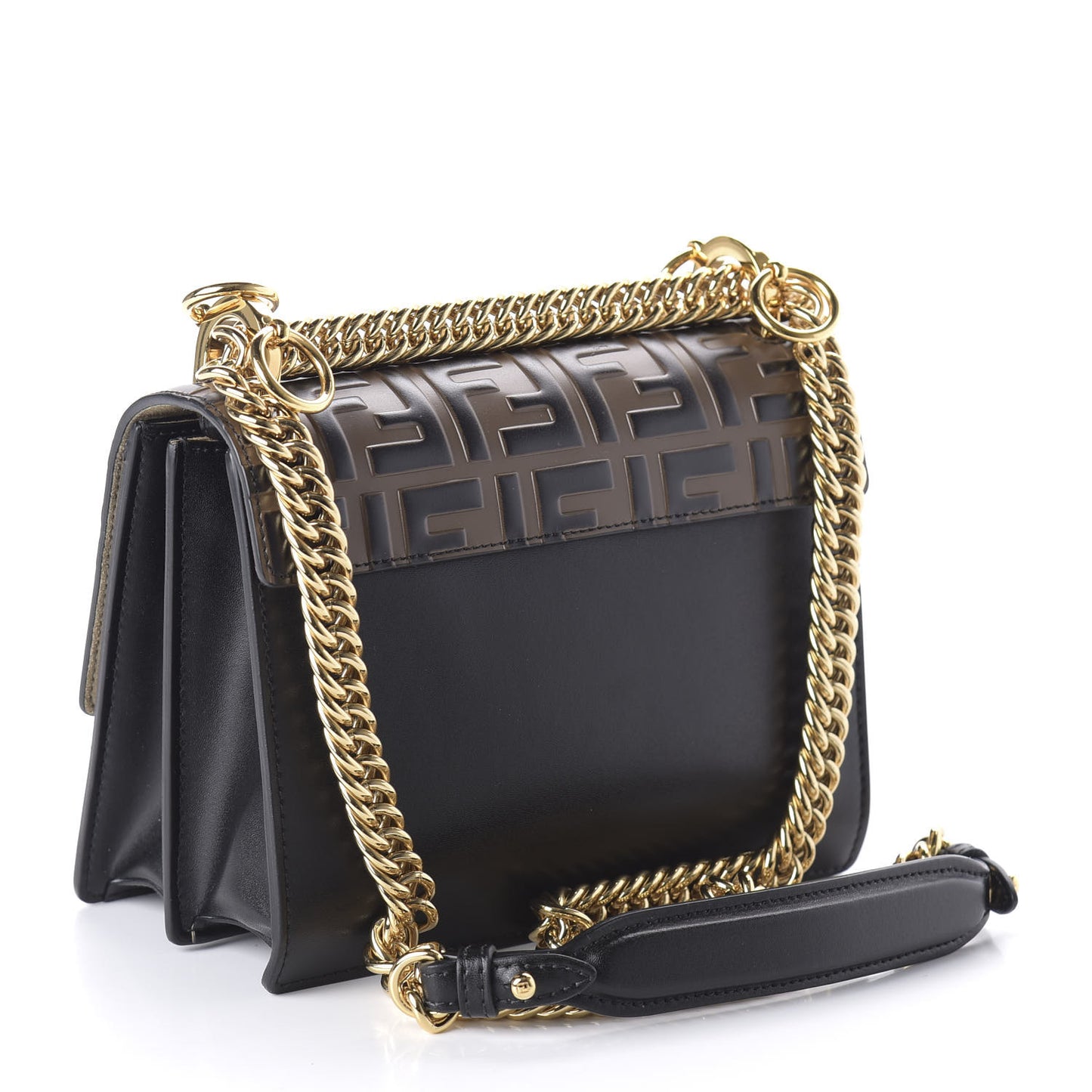 Vitello Liberty Bi-Color FF 1974 Embossed Small Kan I Shoulder Bag Black Maya