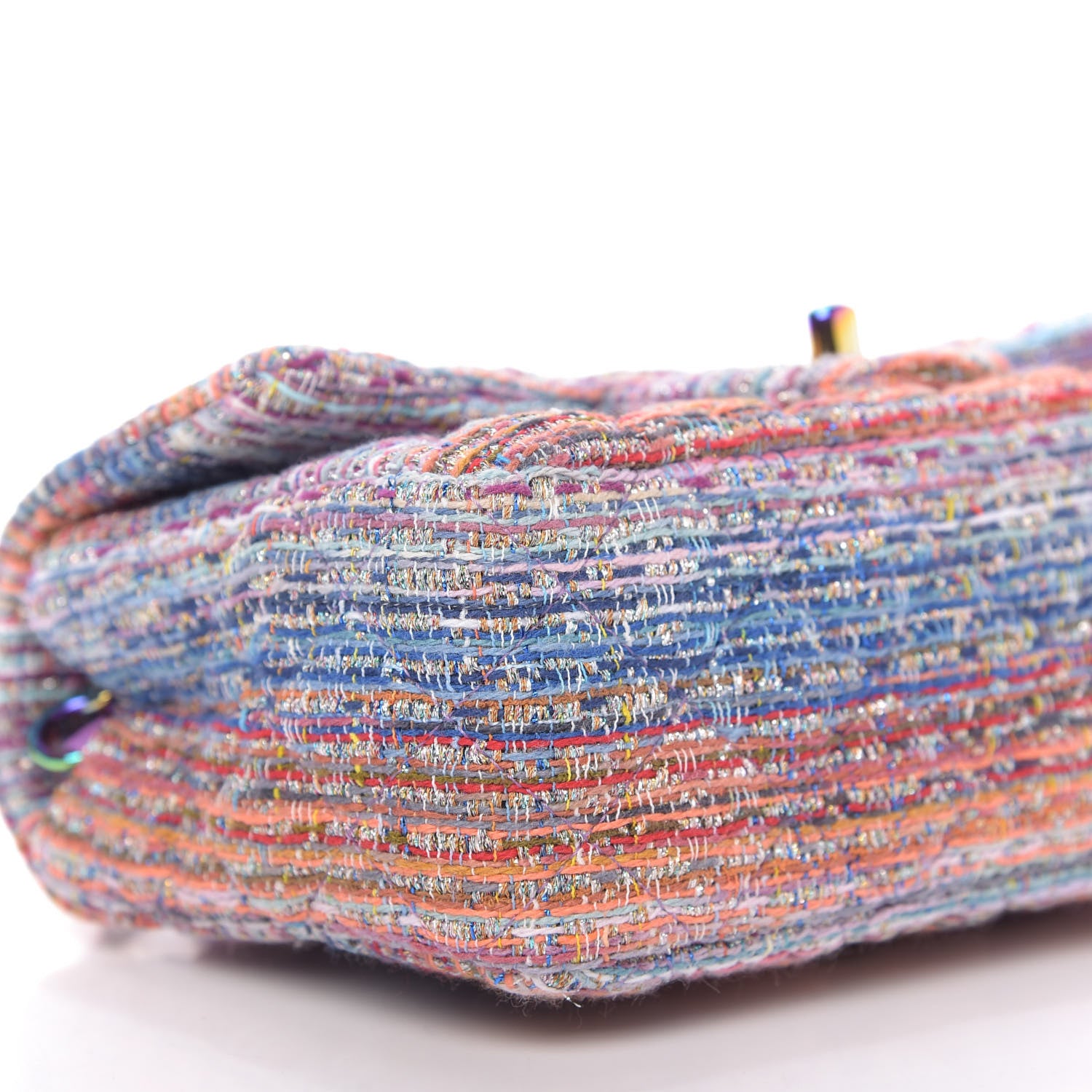 Chanel Tweed Quilted Mini Rectangular Flap Blue Pink Orange 6 of 10