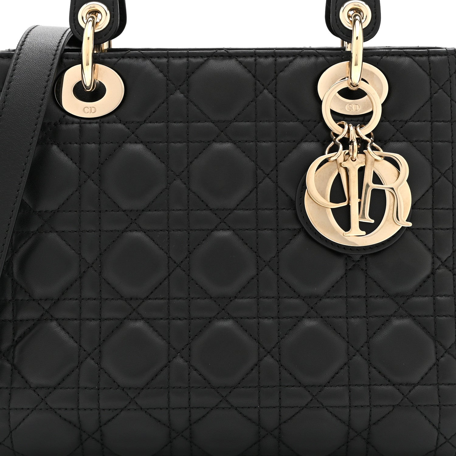 Christian Dior Lambskin Cannage Medium Lady Dior Black 8 of 10