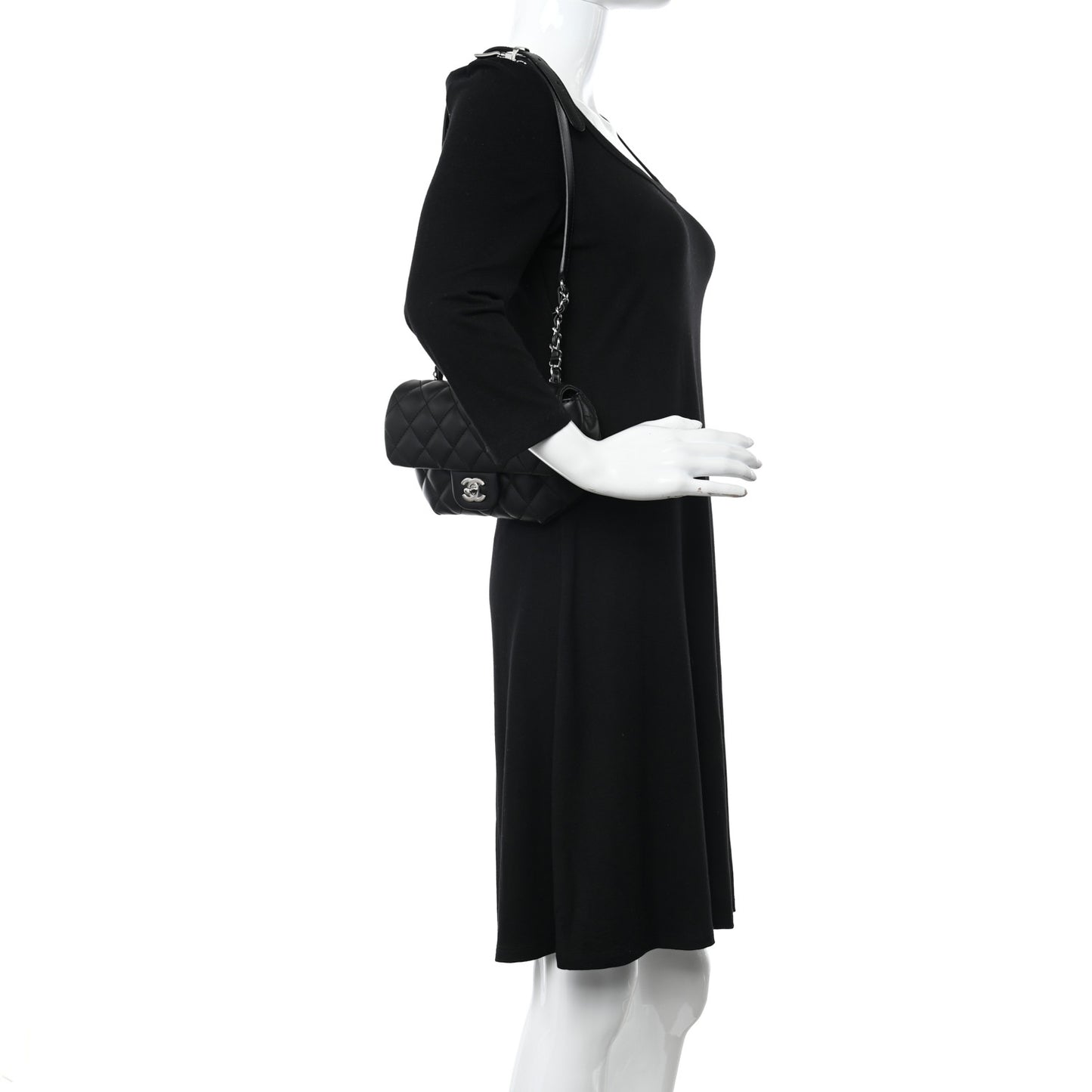 Calfskin Quilted CC Uniform Flap Belt Bag Black