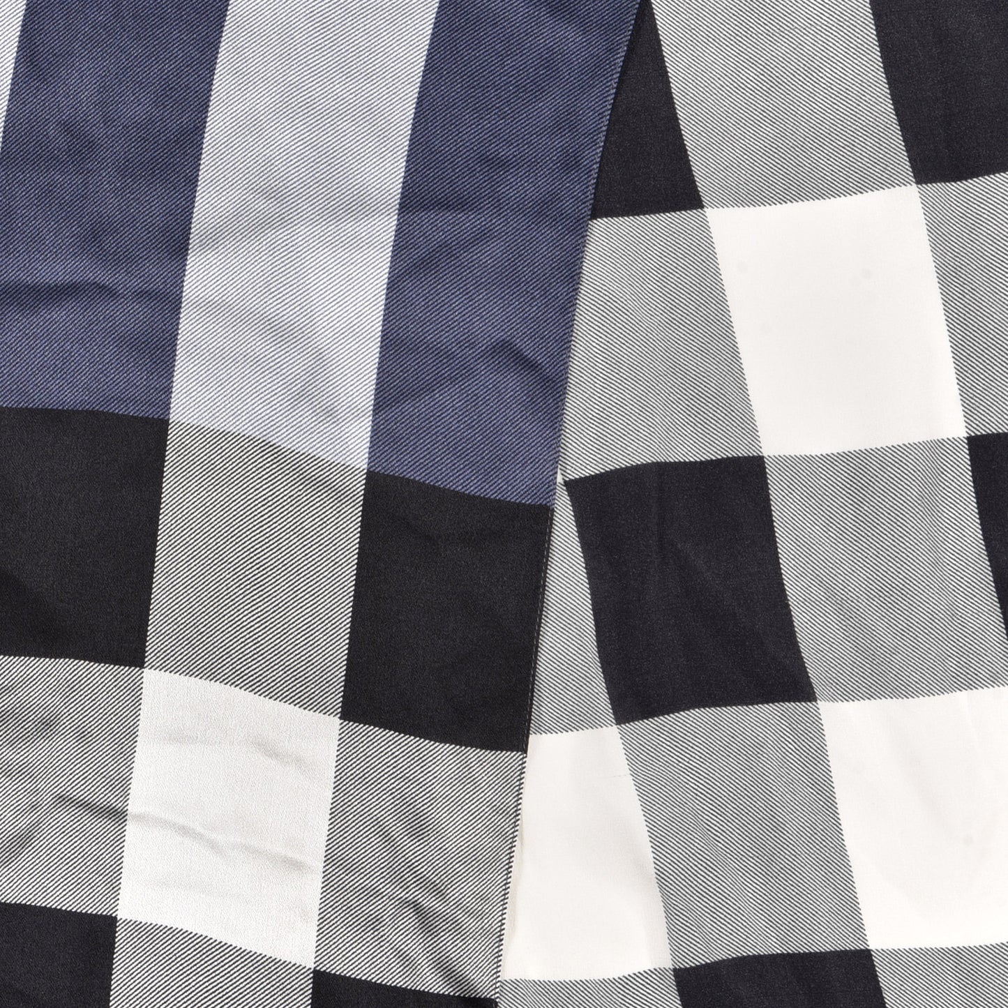 Silk Mega Check Scarf Blue