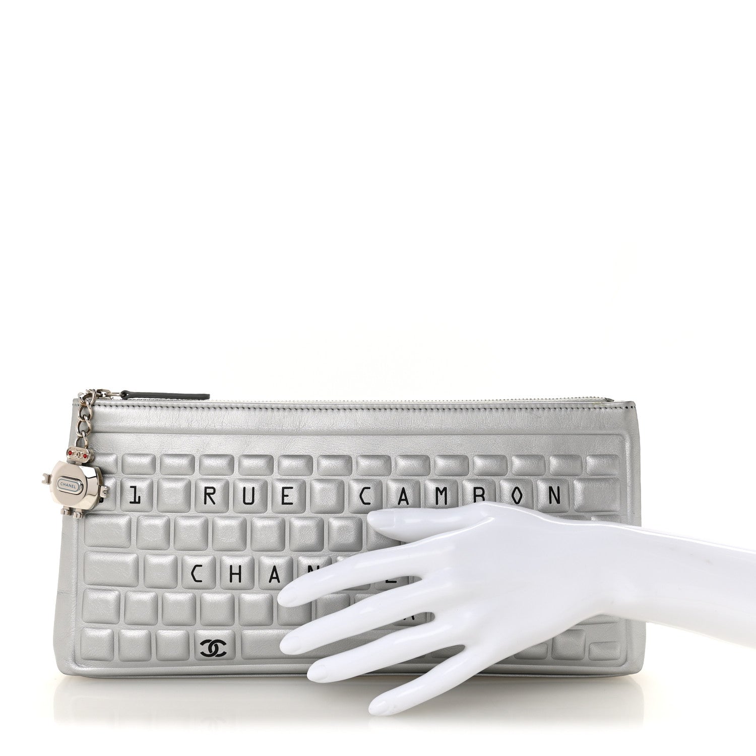 Chanel Metallic Calfskin Keyboard Pouch Silver 2 of 10