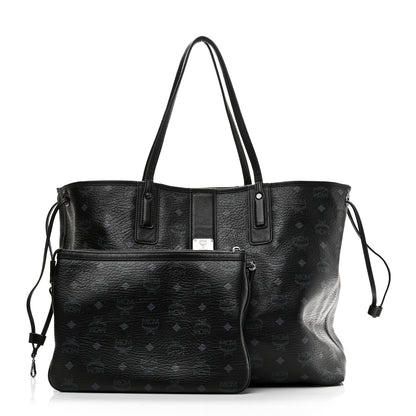 MCM Visetos Large Liz Reversible Shopper Tote Black 4 of 17
