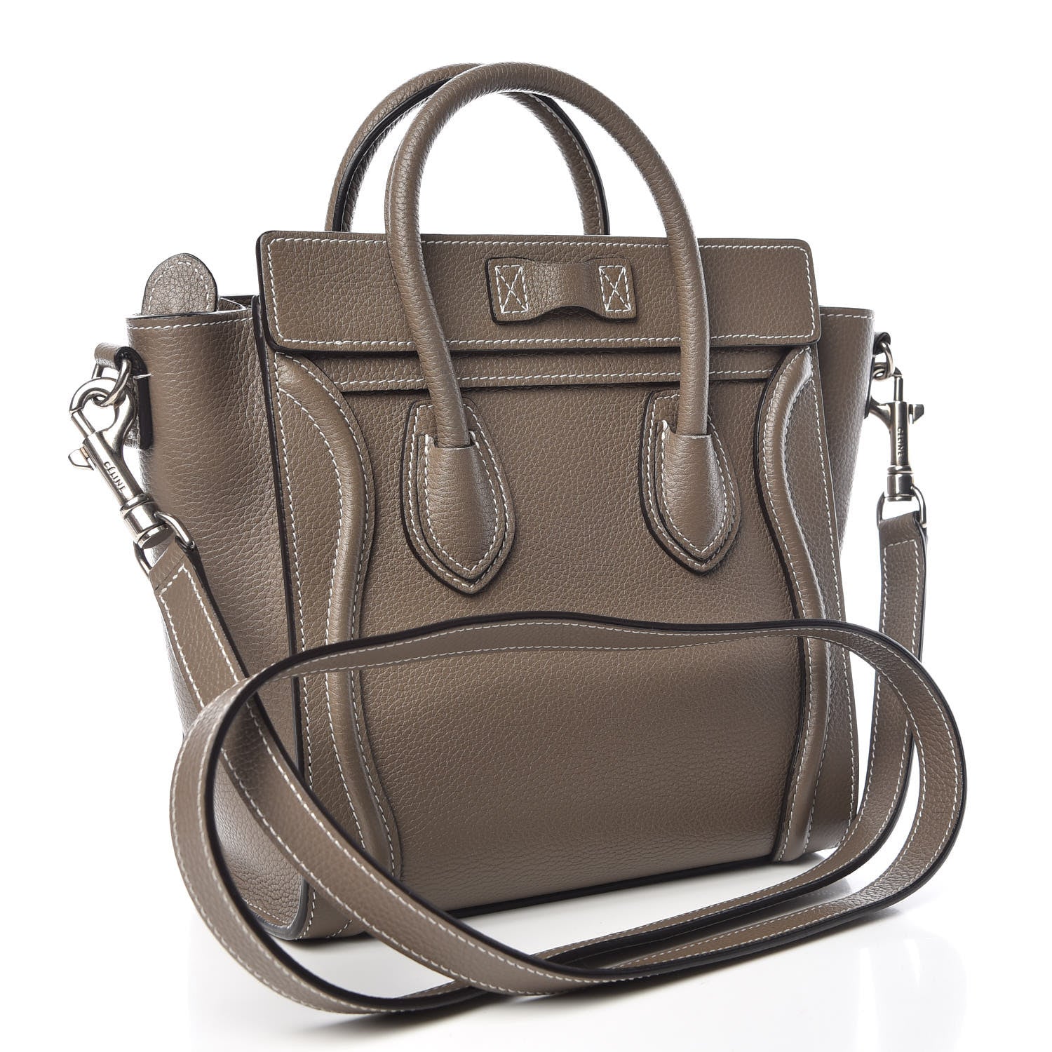 Celine Drummed Calfskin Nano Luggage Souris 4 of 9