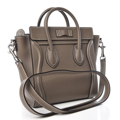 Celine Drummed Calfskin Nano Luggage Souris 4 of 9