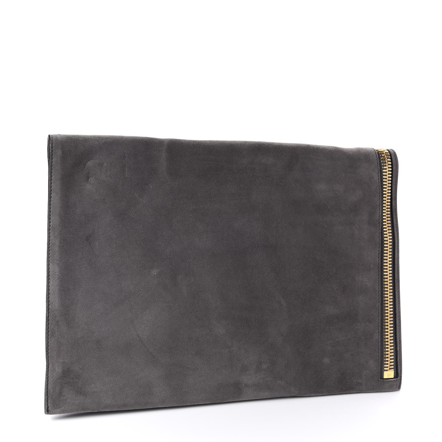 Tom Ford Suede Large Alix Padlock Zip Shoulder Bag Dark Grey 4 of 10
