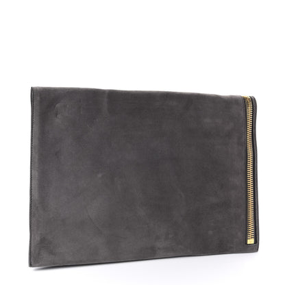 Tom Ford Suede Large Alix Padlock Zip Shoulder Bag Dark Grey 4 of 10