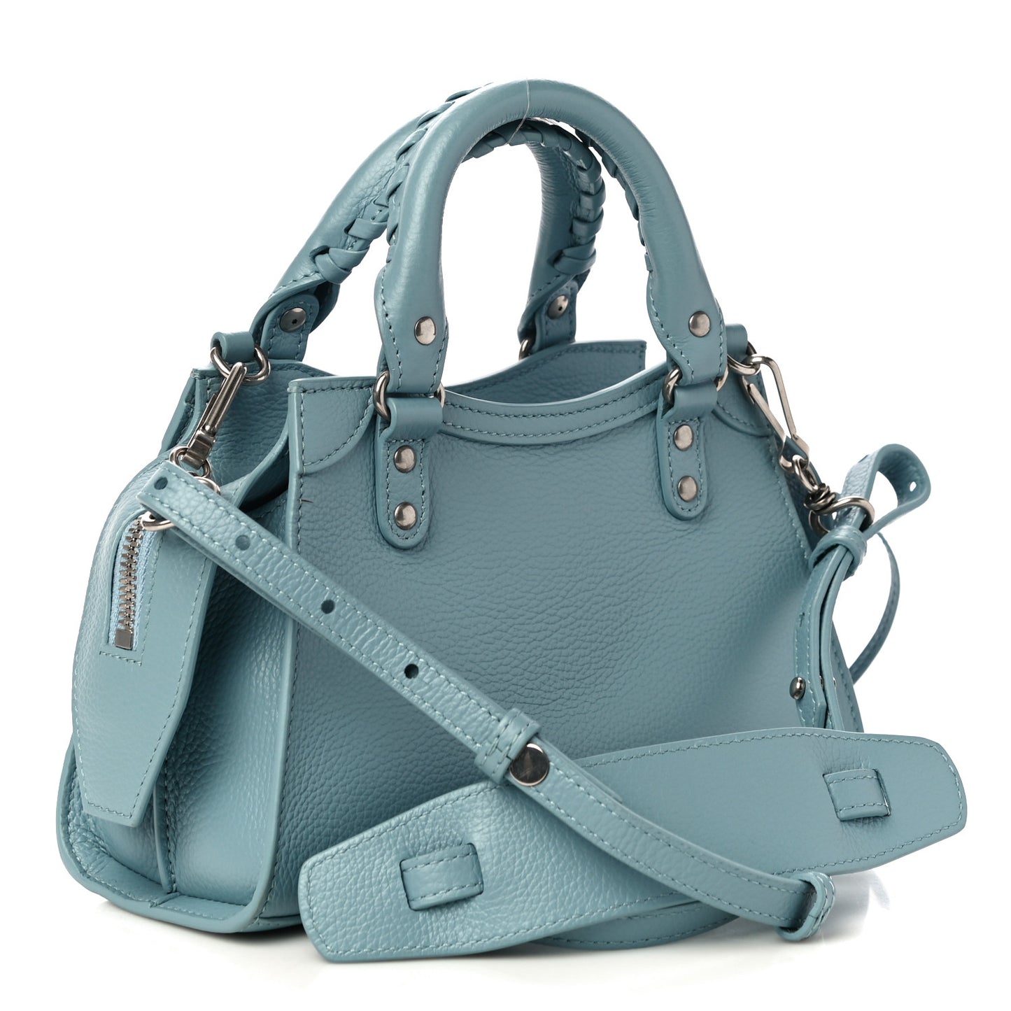 Grained Calfskin Neo Classic Silver Hardware Mini City Blue Grey