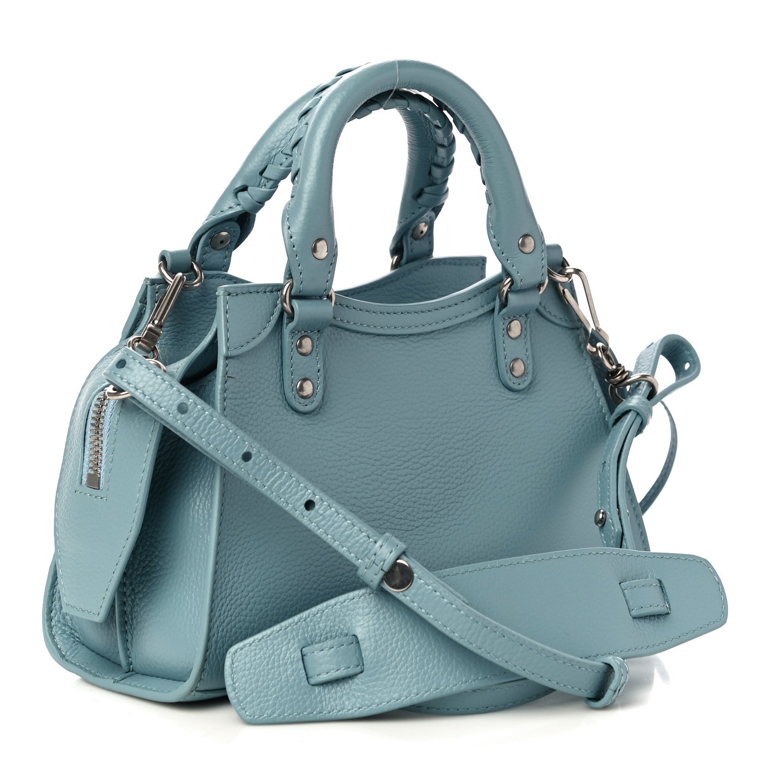 Balenciaga Grained Calfskin Neo Classic Silver Hardware Mini City Blue Grey 2 of 10