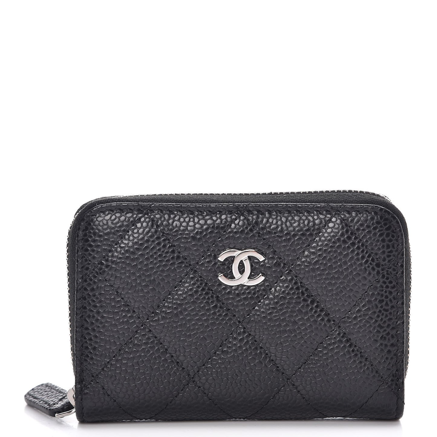 Caviar Quilted Zip Coin Purse Black