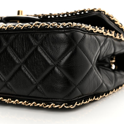 Chanel Crumpled Calfskin Medium Chain All Over Flap Black 10 of 11