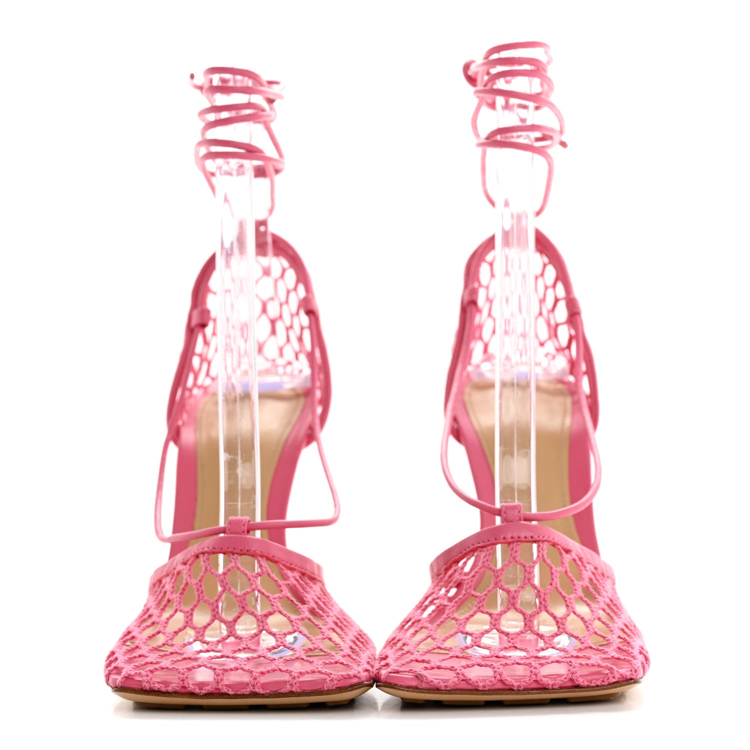 Bottega Veneta Mesh Nappa Stretch Ankle Tie 90mm Sandals 37 Azalea 3 of 9