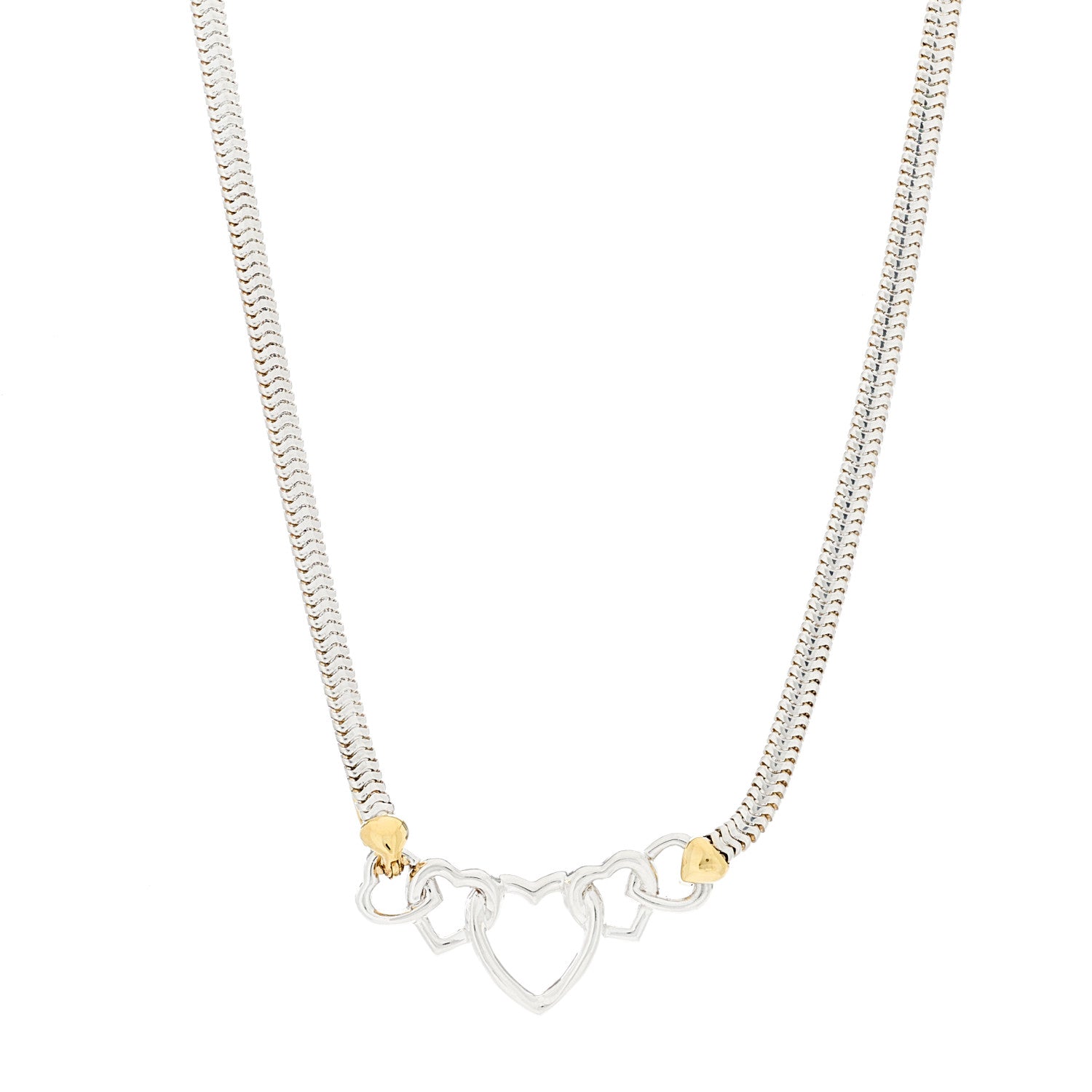Tiffany Sterling Silver 18K Yellow Gold Heart Snake Chain Necklace 1 of 5