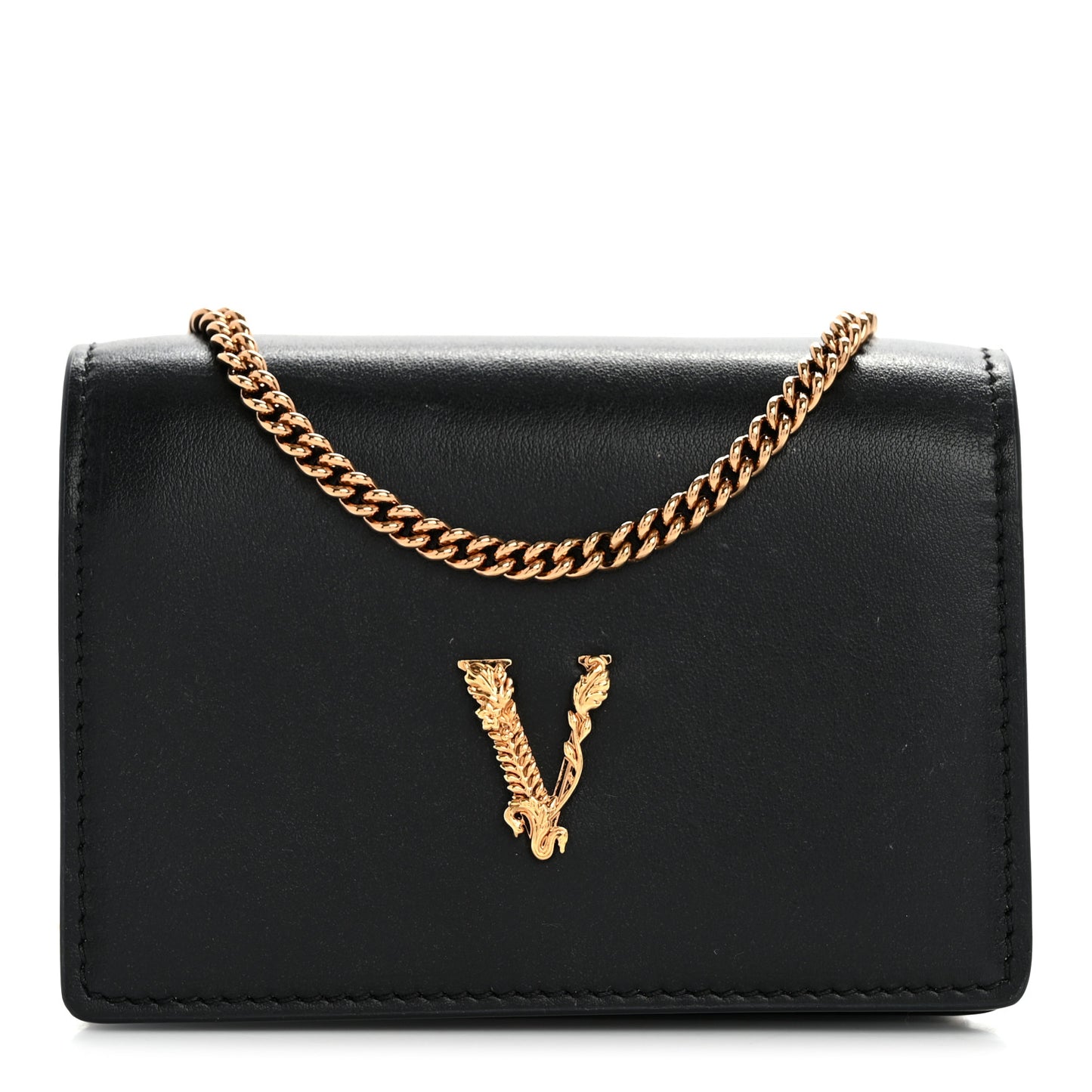 Vitello Mini Virtus Chain Clutch Black