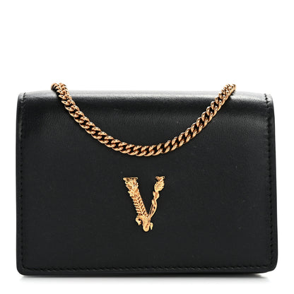 Versace Vitello Mini Virtus Chain Clutch Black 1 of 12