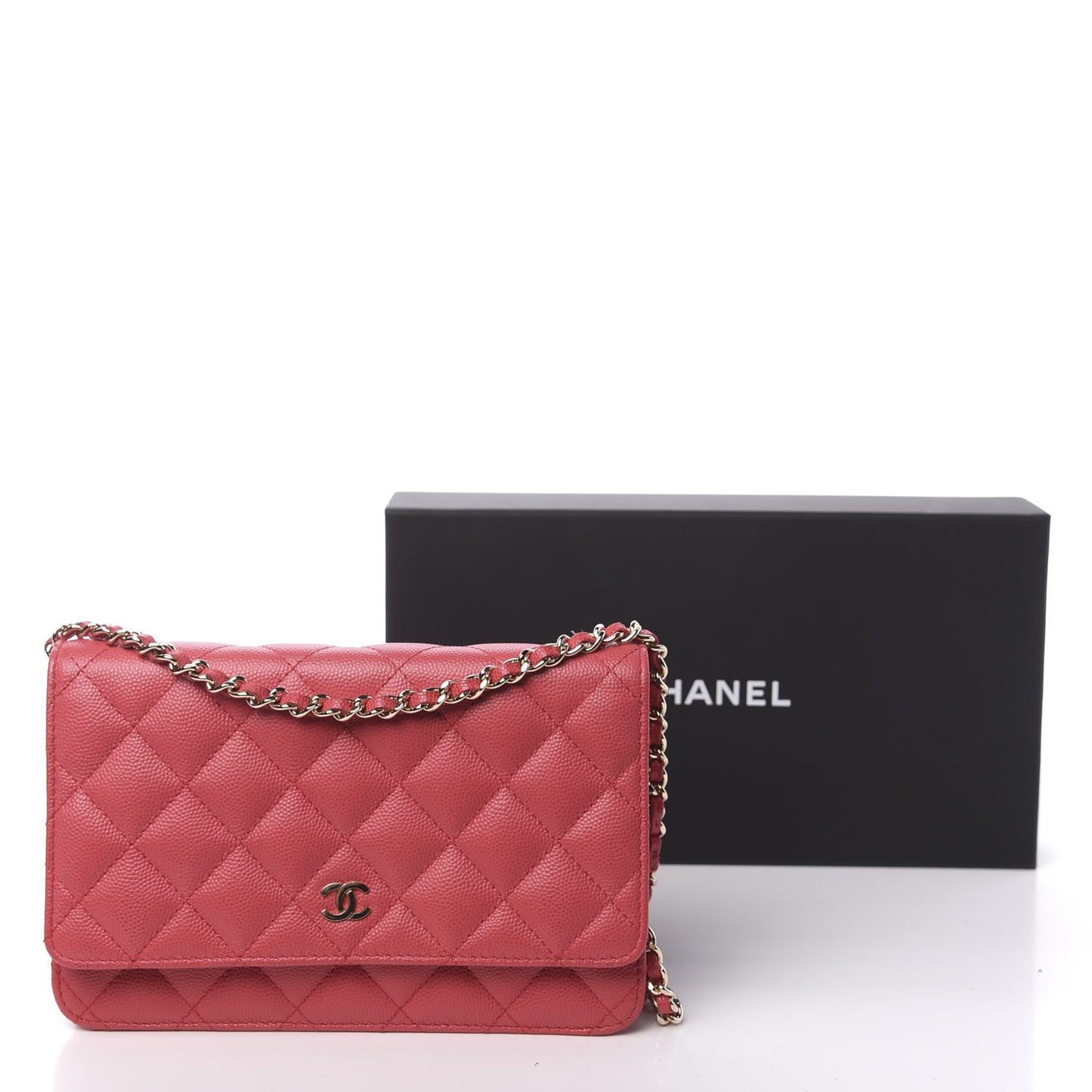 Caviar Quilted Wallet On Chain WOC Pink