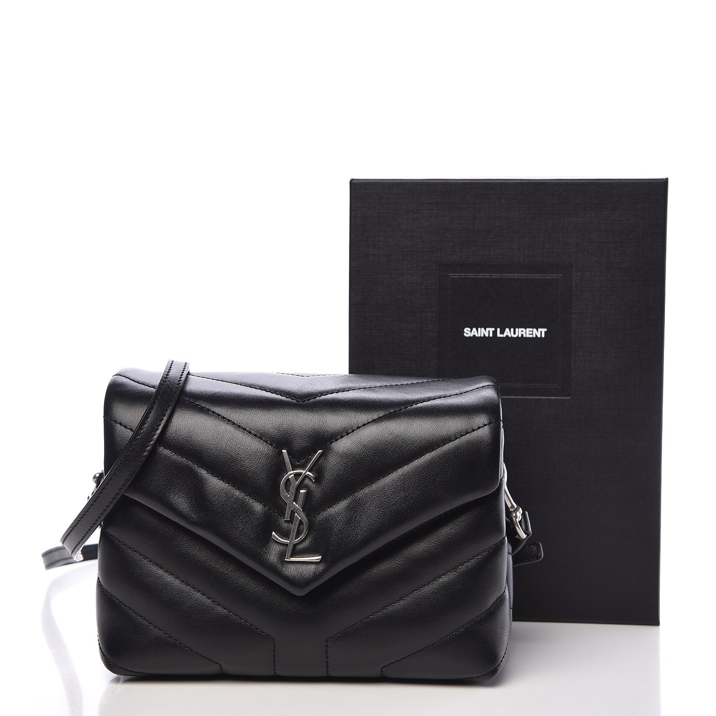 Calfskin Y Quilted Monogram Toy Loulou Crossbody Bag Black