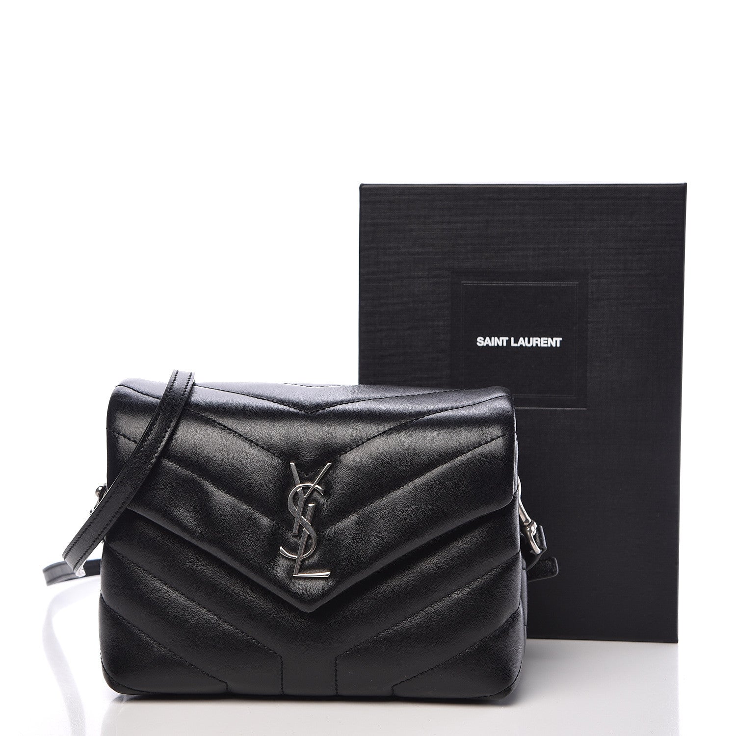 Saint Laurent Calfskin Y Quilted Monogram Toy Loulou Crossbody Bag Black 11 of 11