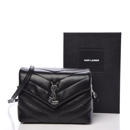 Saint Laurent Calfskin Y Quilted Monogram Toy Loulou Crossbody Bag Black 11 of 11