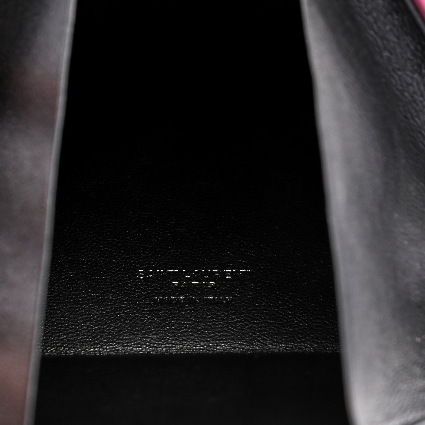 Lambskin Pyramid Clutch Lipstick Fuchsia
