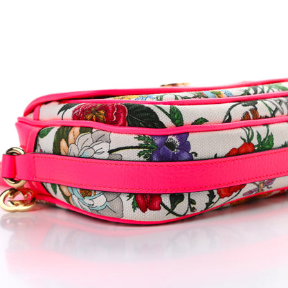 Gucci Canvas Flora Floral Shoulder Bag White Fuchsia Fluo 9 of 10