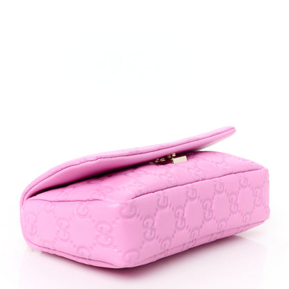 Gucci Lambskin Embossed Small GG Milano Top Handle Shoulder Bag Pink 4 of 11