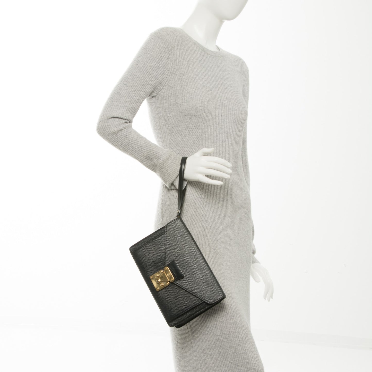 Epi Pochette Sellier Dragonne Clutch Black