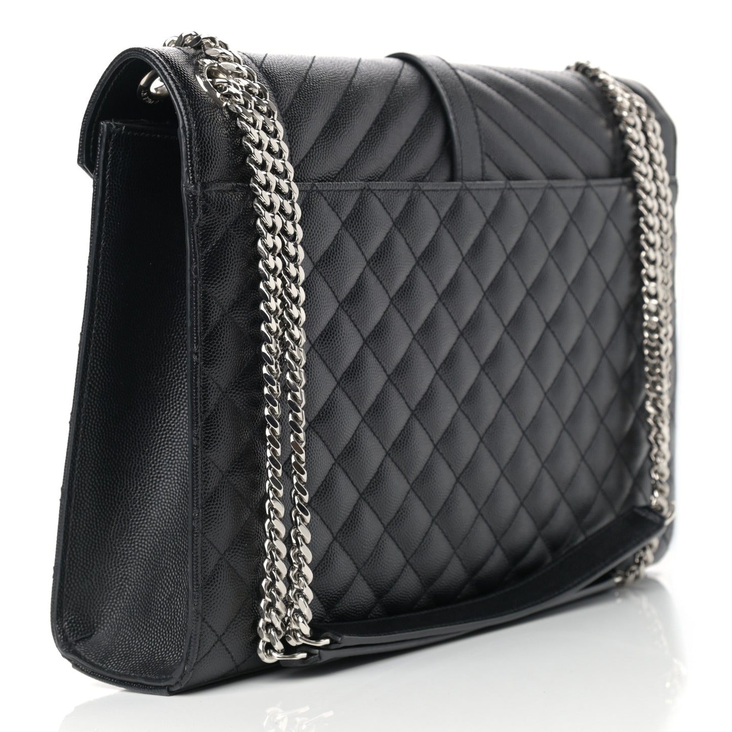 Calfskin Mixed Matelasse Triquilt Large Monogram Satchel Black