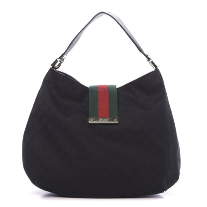 Gucci Monogram Large New Ladies Web Hobo Black 1 of 17