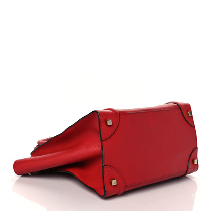 Celine Drummed Calfskin Mini Luggage Coquelicot 4 of 11