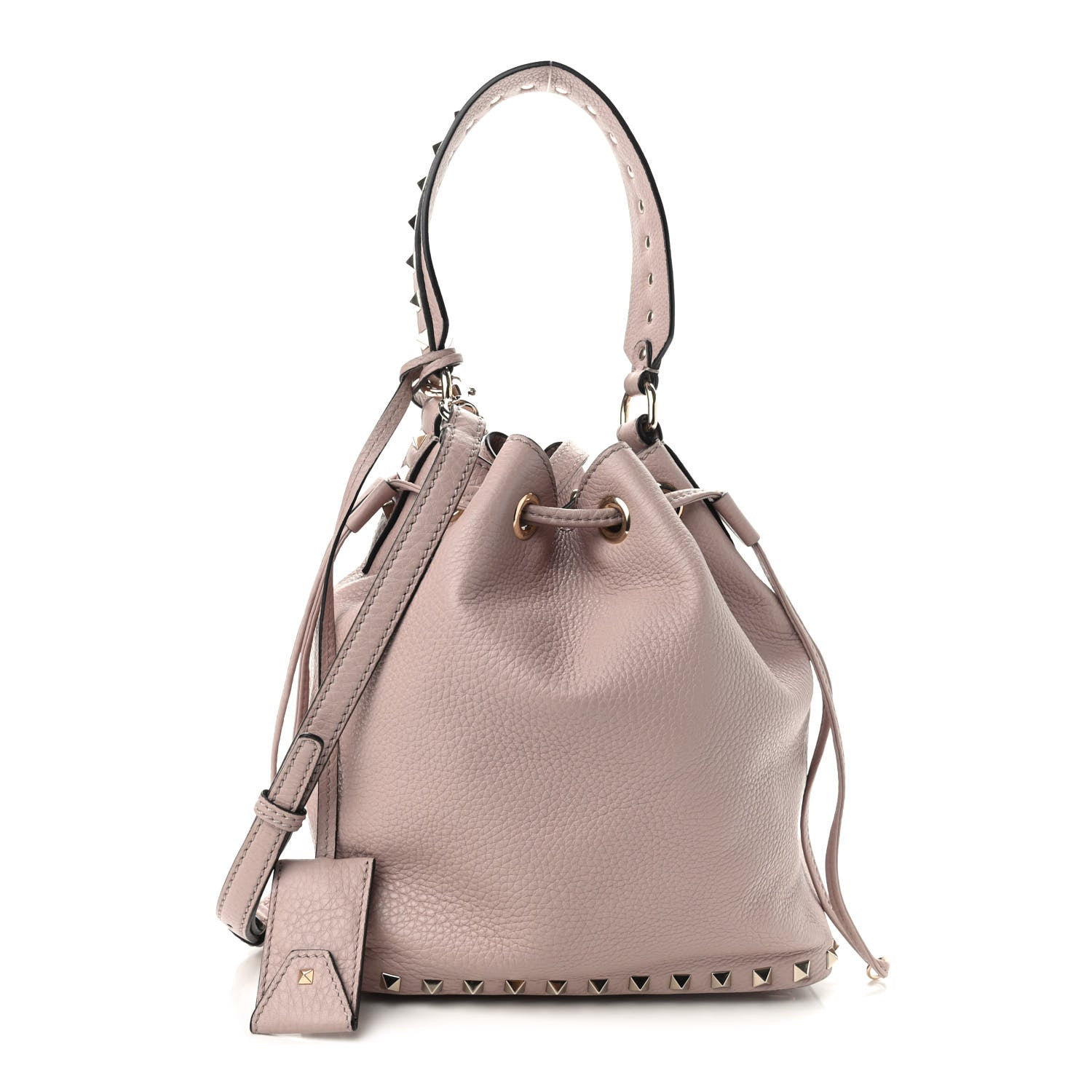 Valentino Garavani Pebbled Calfskin Small Rockstud Bucket Bag Poudre 3 of 8