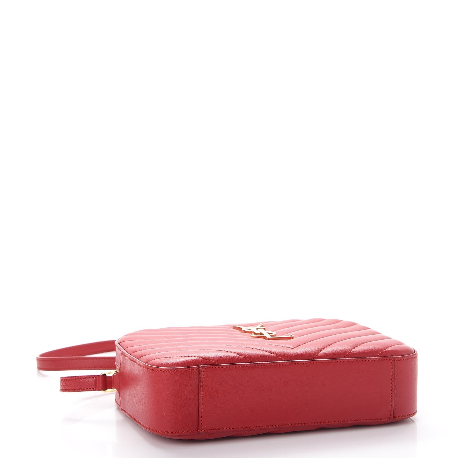 Saint Laurent Lambskin Matelasse Chevron Classic Monogram Shoulder Bag Red 4 of 7