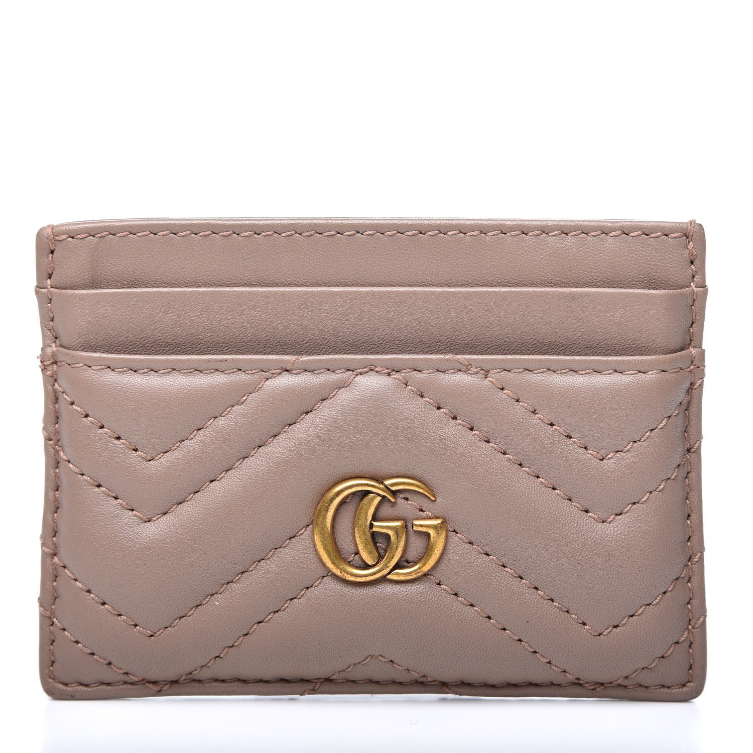 Gucci Calfskin Matelasse GG Marmont Card Holder Porcelain Rose 1 of 8