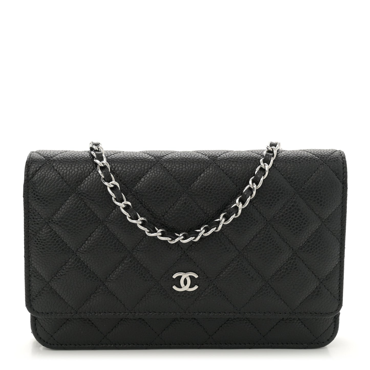 Caviar Quilted Wallet on Chain WOC Black