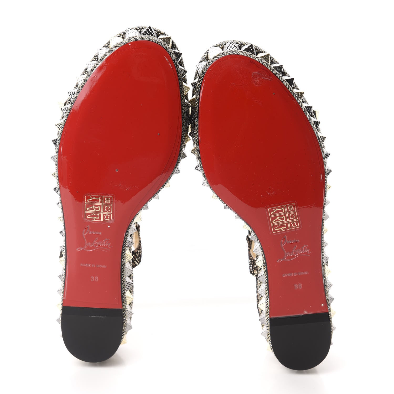 Christian Louboutin Specchio Vintage Pyraclou 60 Platform Sandals 38 Black Gold 6 of 10